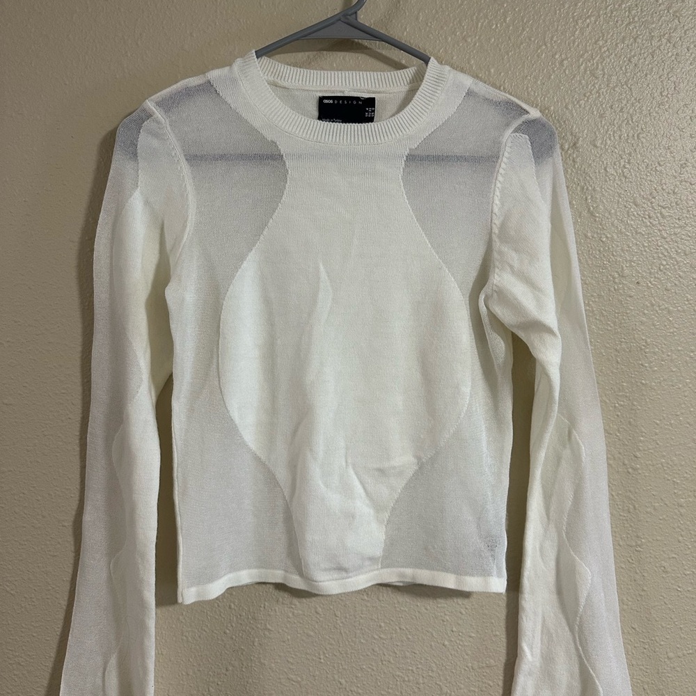 ASOS White Sheer Long Sleeve Top